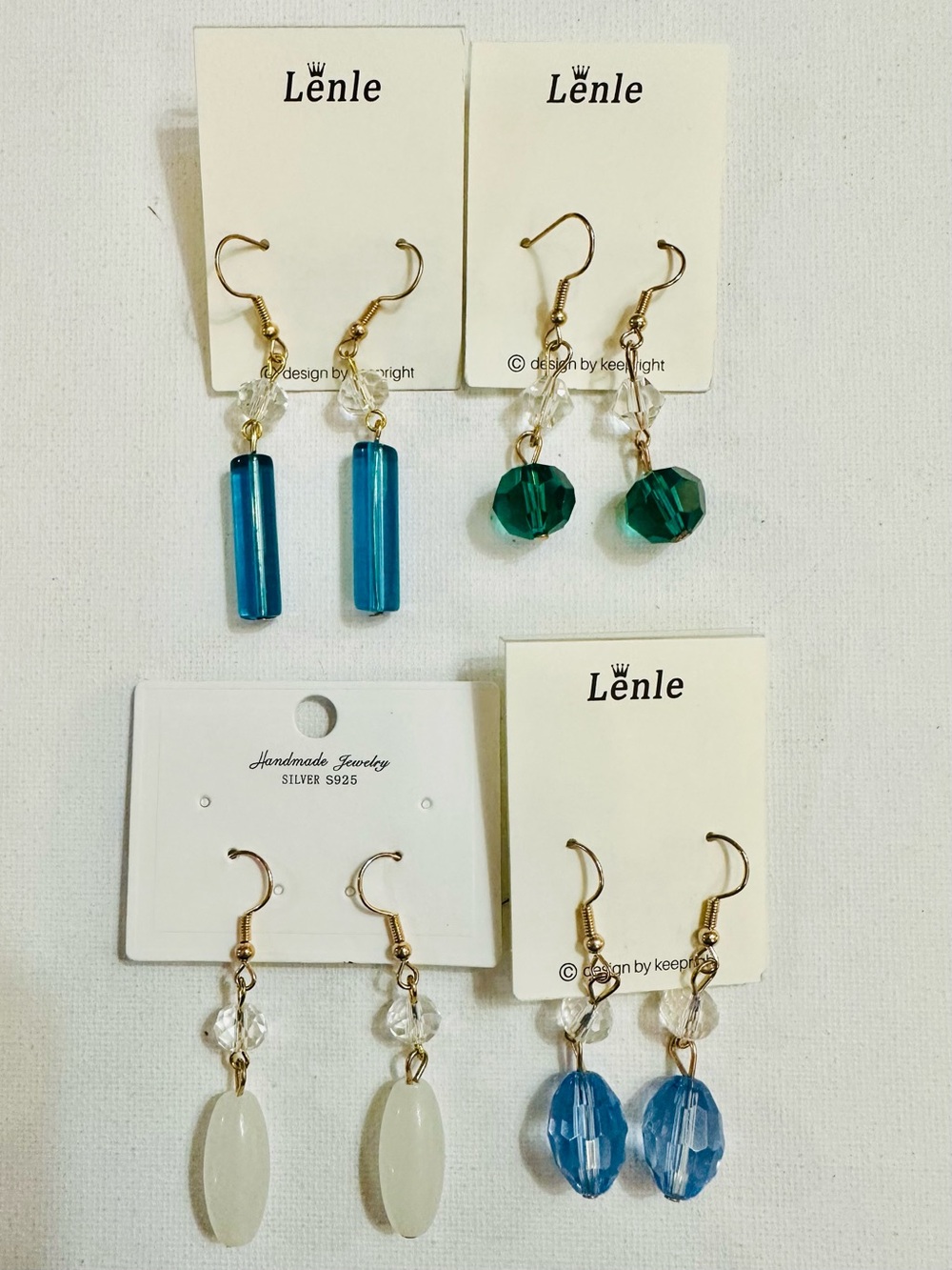 4 Pair Ocean Inspired Crystal Beaded Dangle Earring Bundle